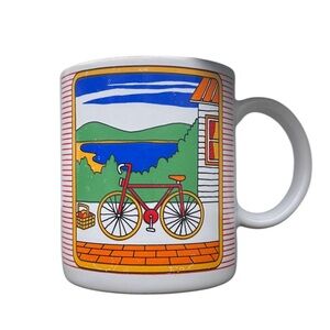 Vintage Stoneware Bike Mug